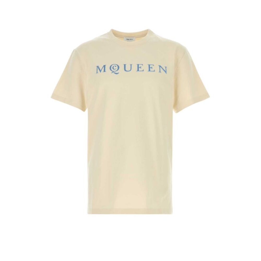 Alexander Mcqueen Men Cream Cotton T-Shirt